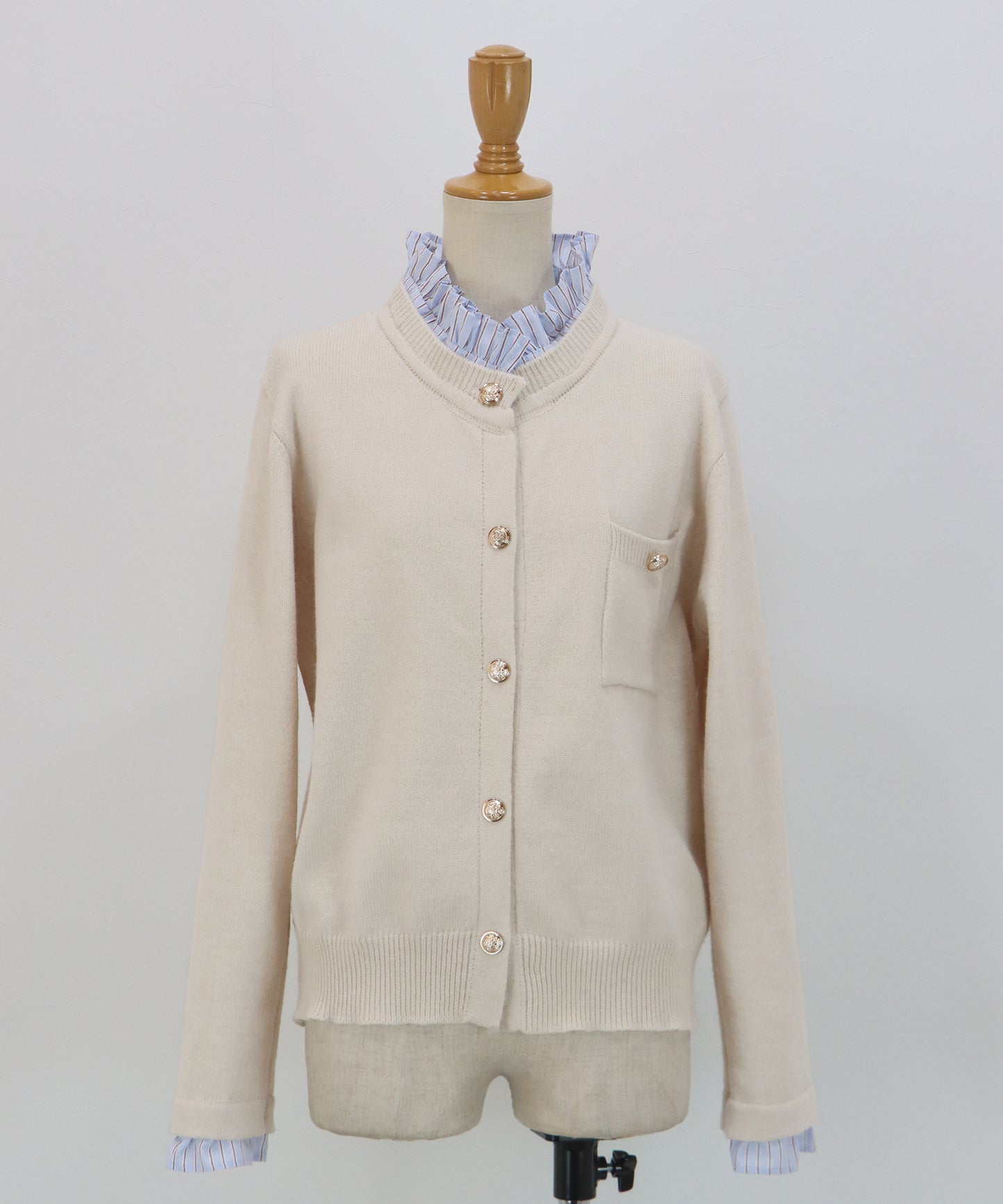 フリルシャツ襟カーディガン