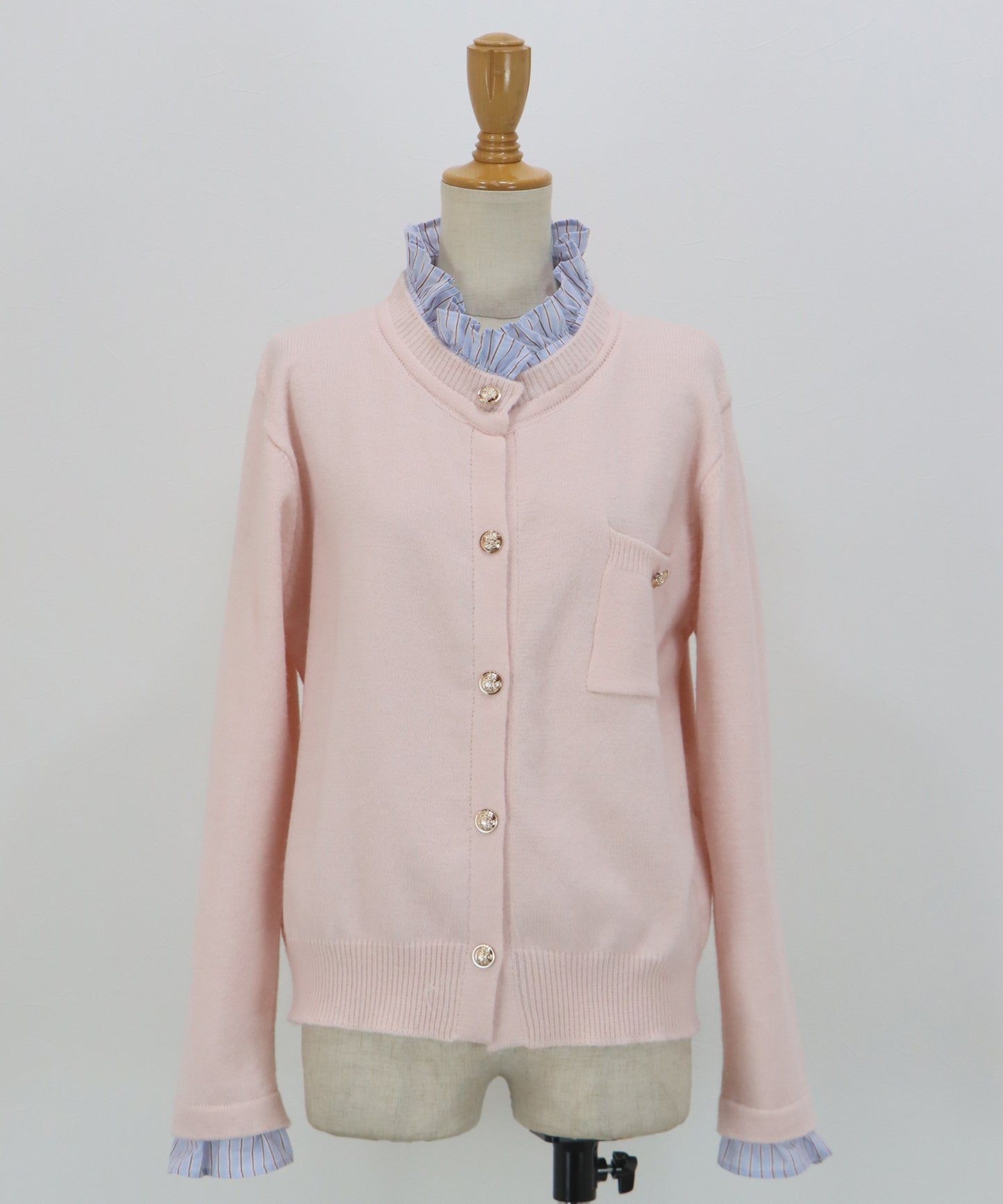 フリルシャツ襟カーディガン