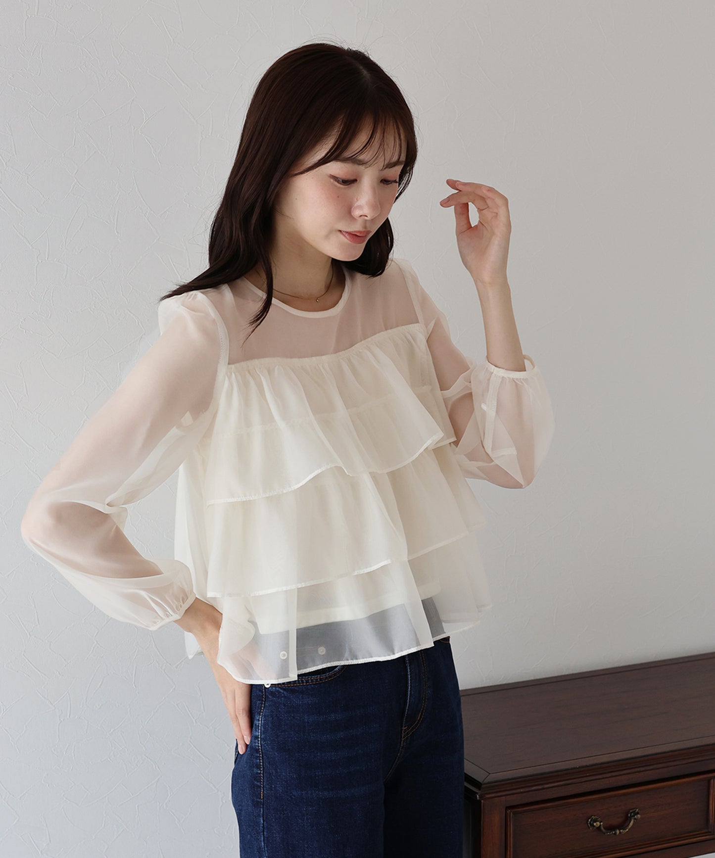 【TIME SALE】シアーティアードブラウス【ネコポス】