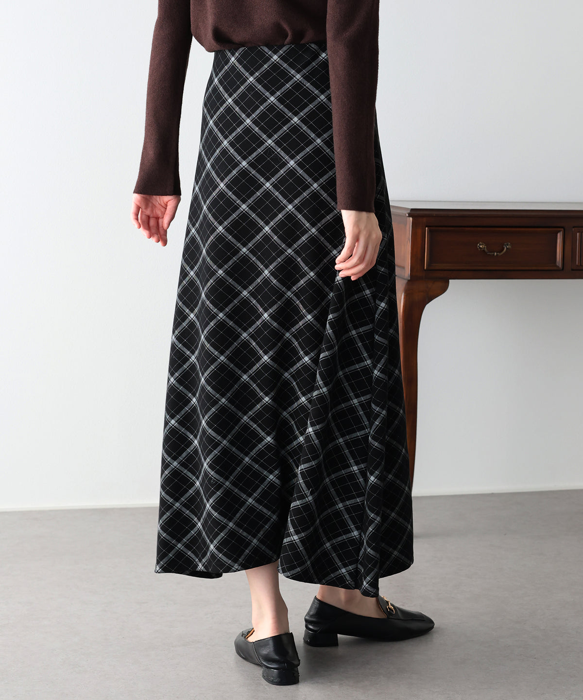 【早割5％OFF】バイアスチェックスカート