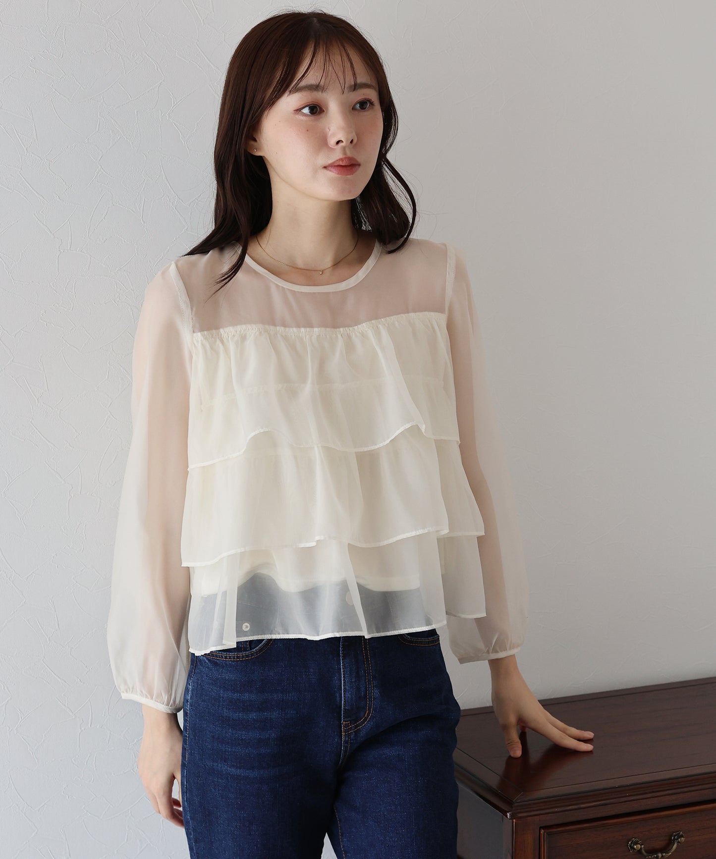 【TIME SALE】シアーティアードブラウス【ネコポス】