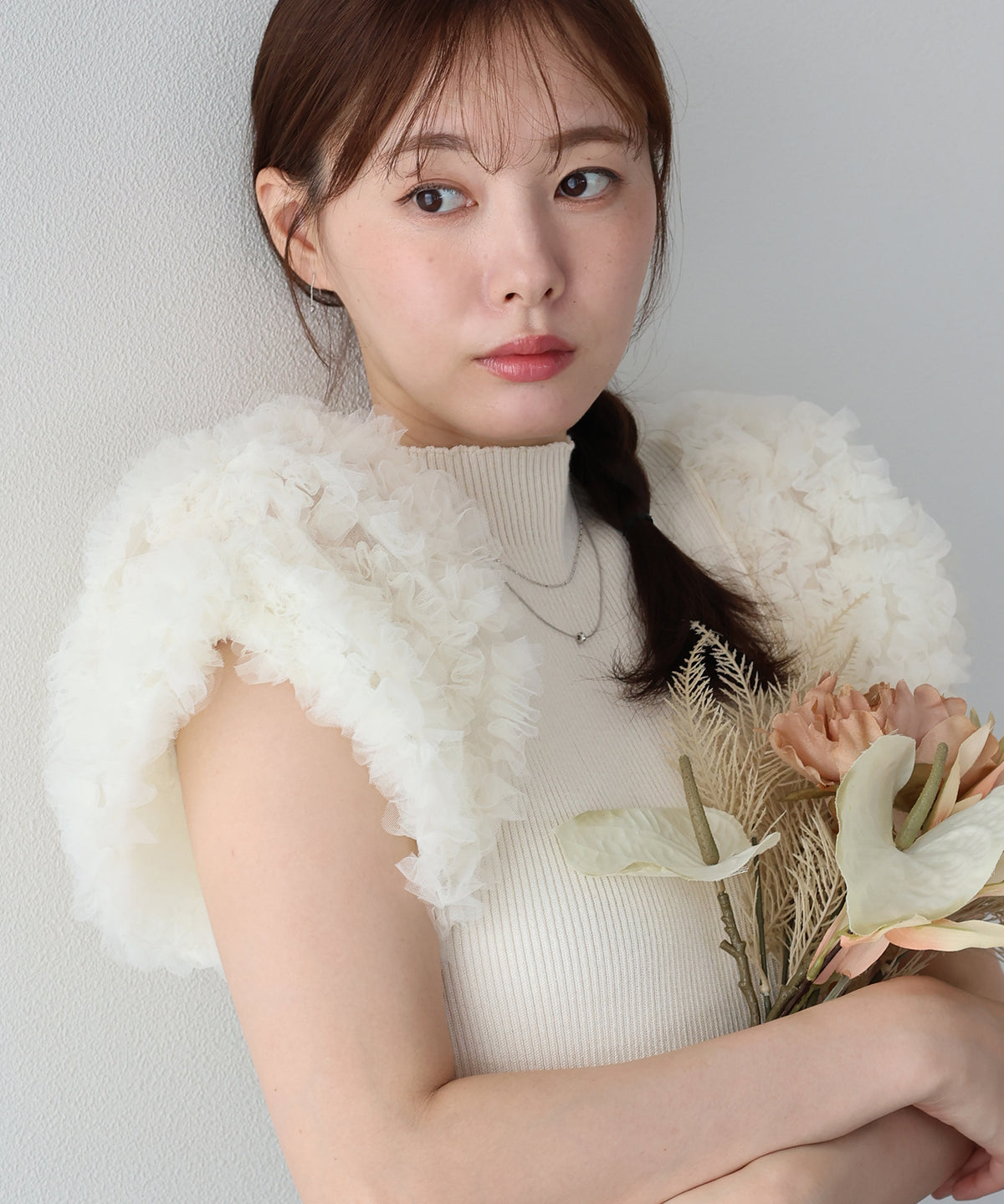 フラワーチュールスリーブニット