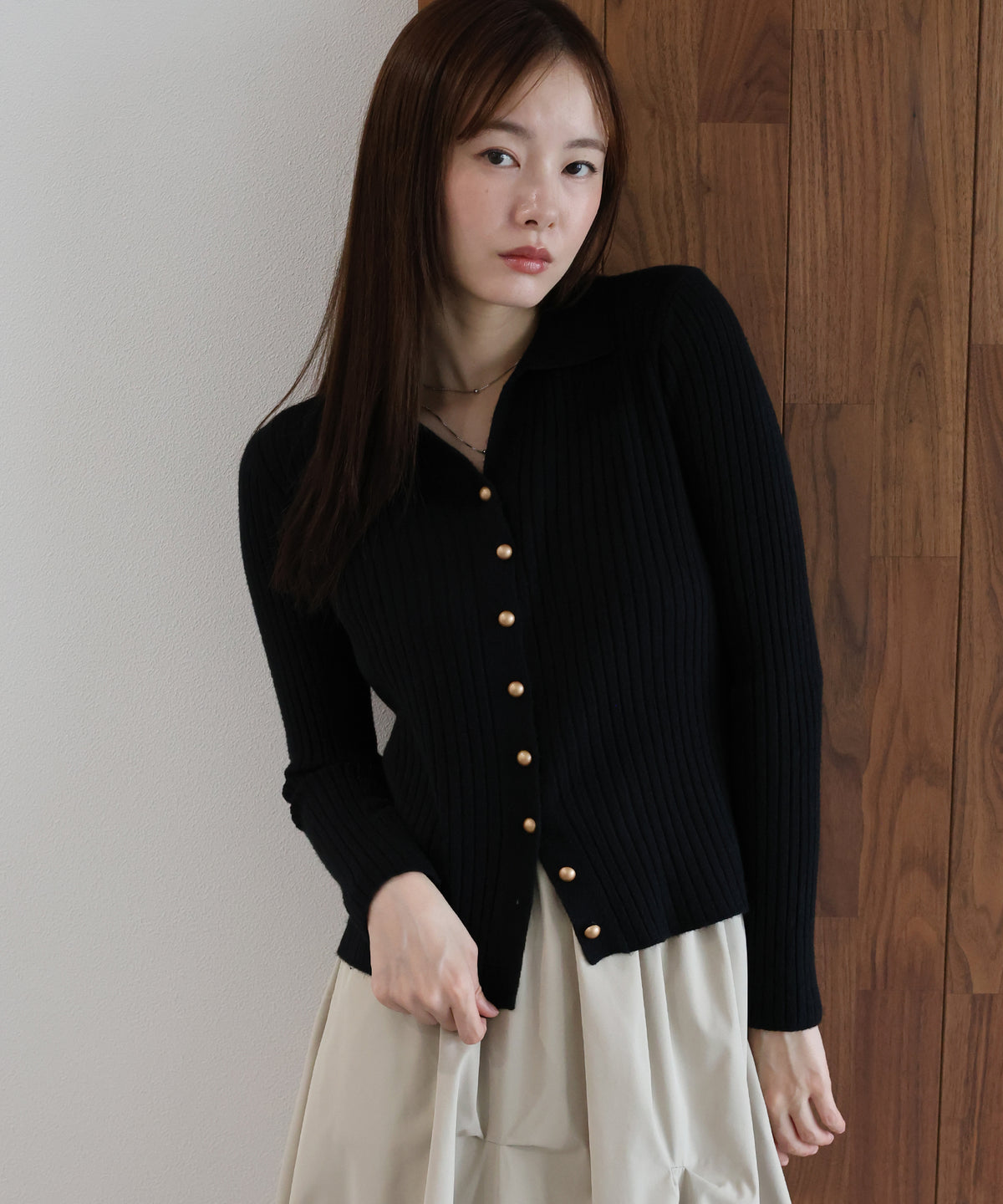 【早割5％OFF】スキッパーリブカーディガン