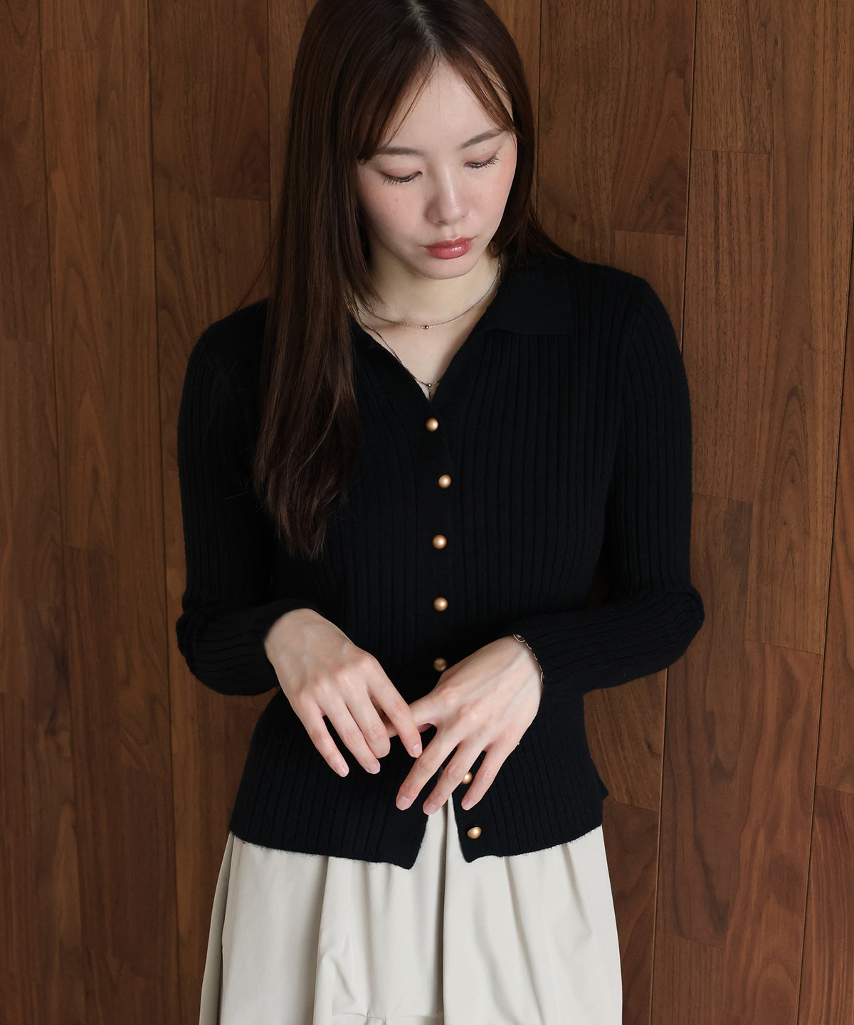 【早割5％OFF】スキッパーリブカーディガン