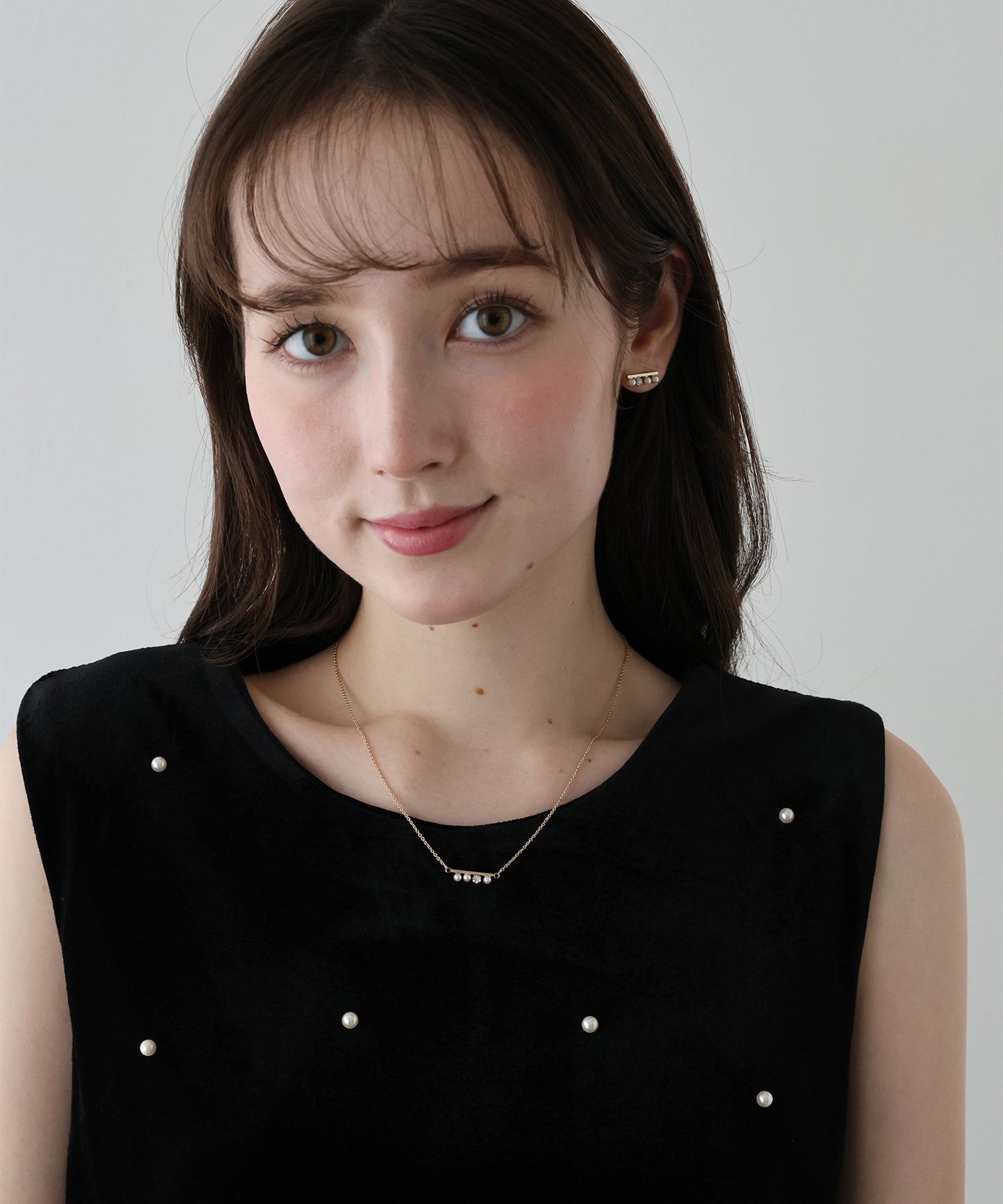 【早割5％OFF】パールビジューバーネックレス / ニッケルフリー【ネコポス】