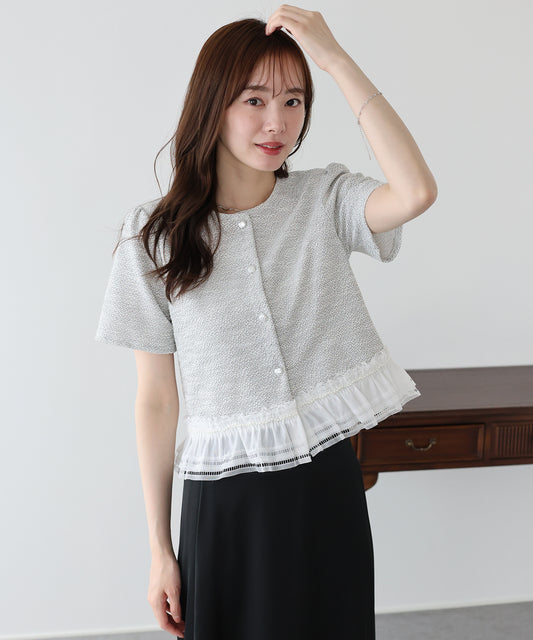 【早割5％OFF】レースドッキングツイードジャケット