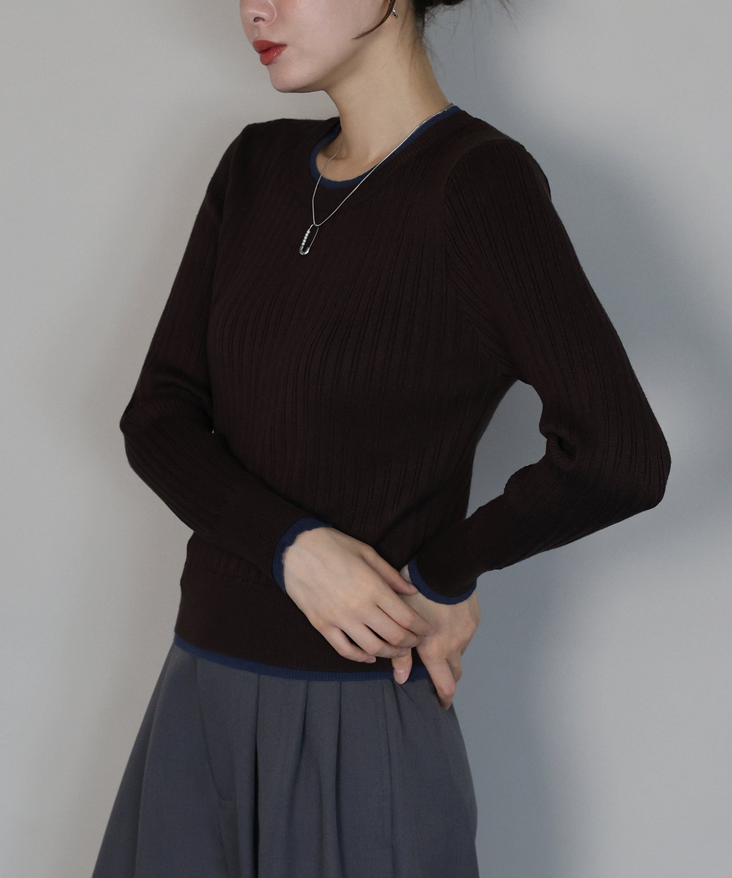 【早割5％OFF】レイヤードランダムリブニット[ J by blue ]