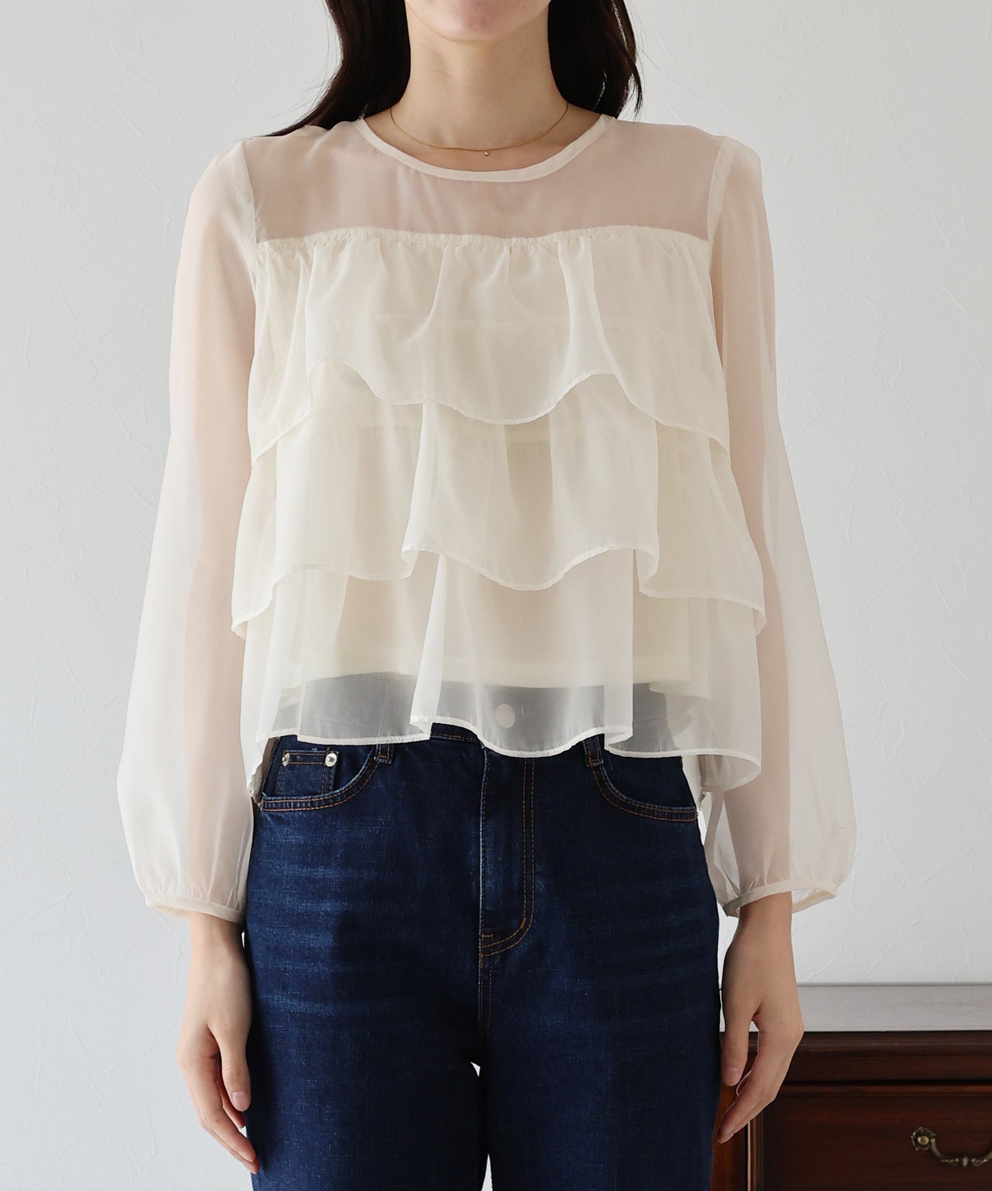 【TIME SALE】シアーティアードブラウス【ネコポス】