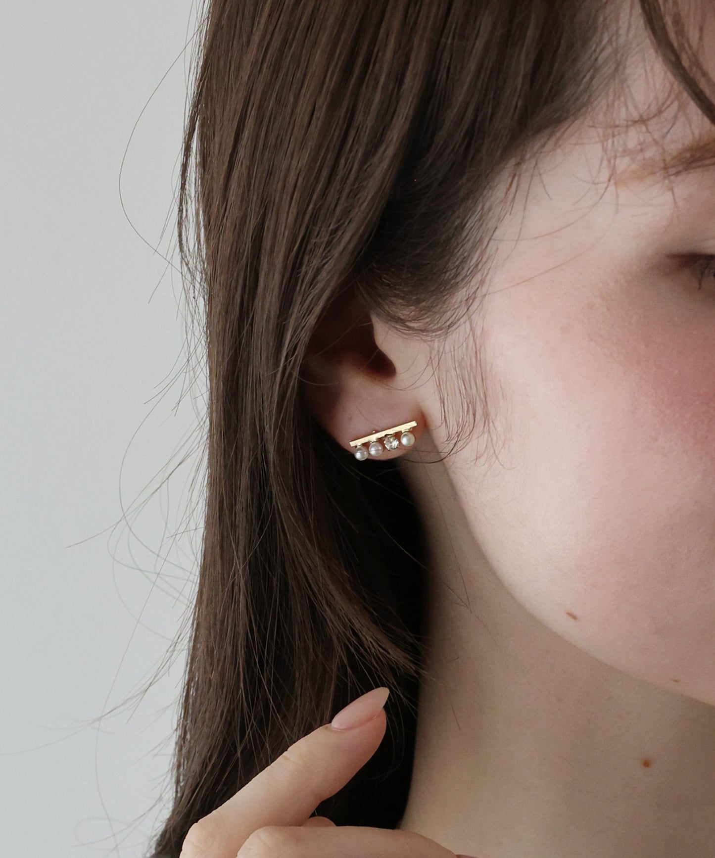 【早割5％OFF】パールビジューバーピアス / ニッケルフリー【ネコポス】