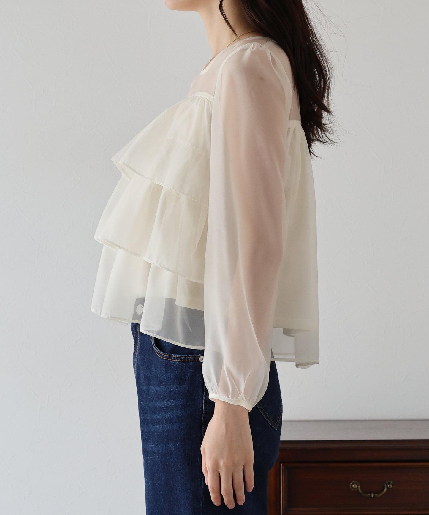 【TIME SALE】シアーティアードブラウス【ネコポス】