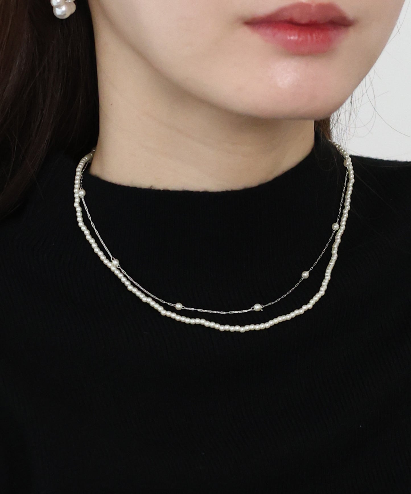 パール2連ネックレス/ ニッケルフリー【ネコポス】