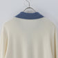 ゴールドボタン配色ポロネックニット