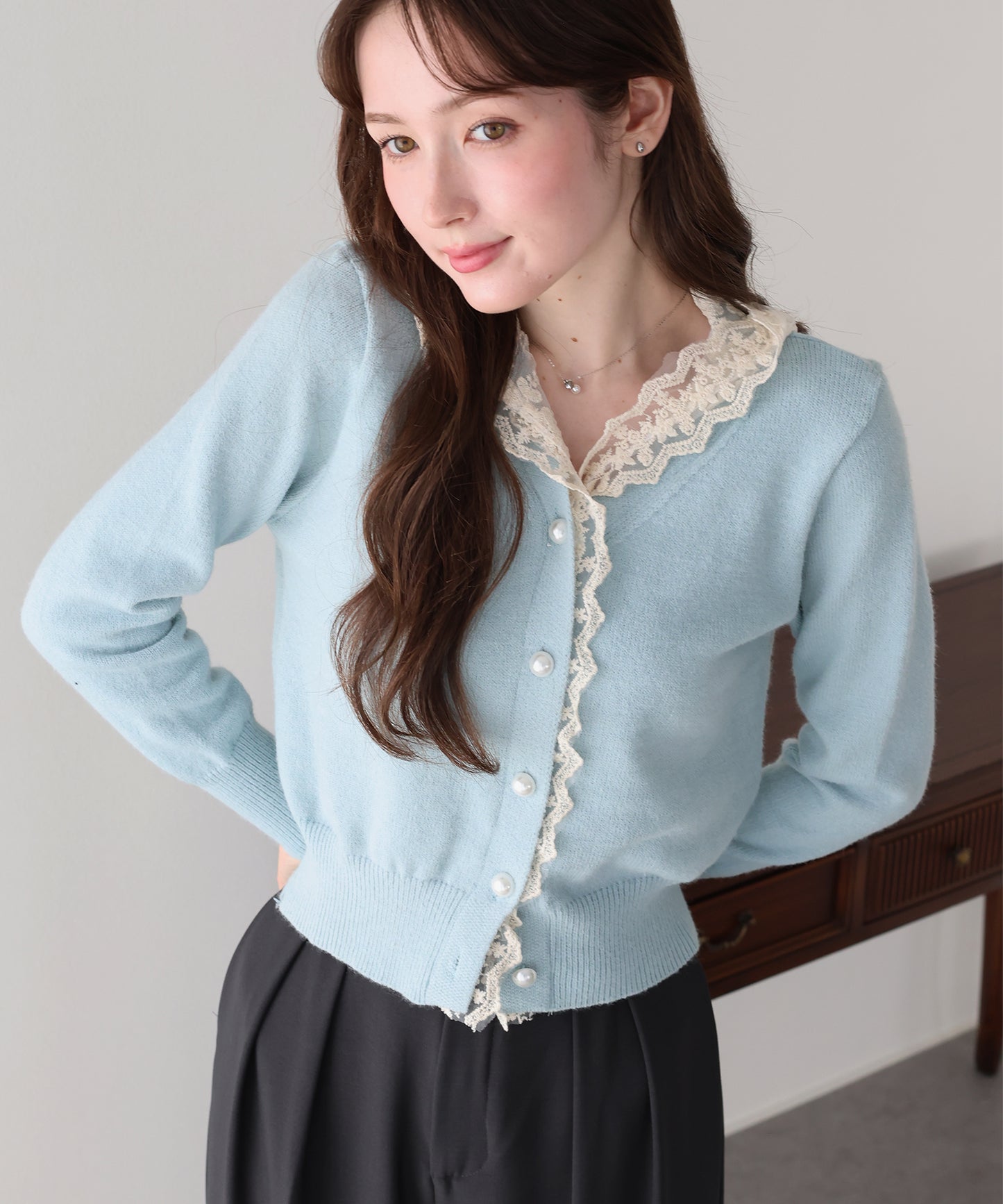 【早割5％OFF】レースフードドッキングカーディガン