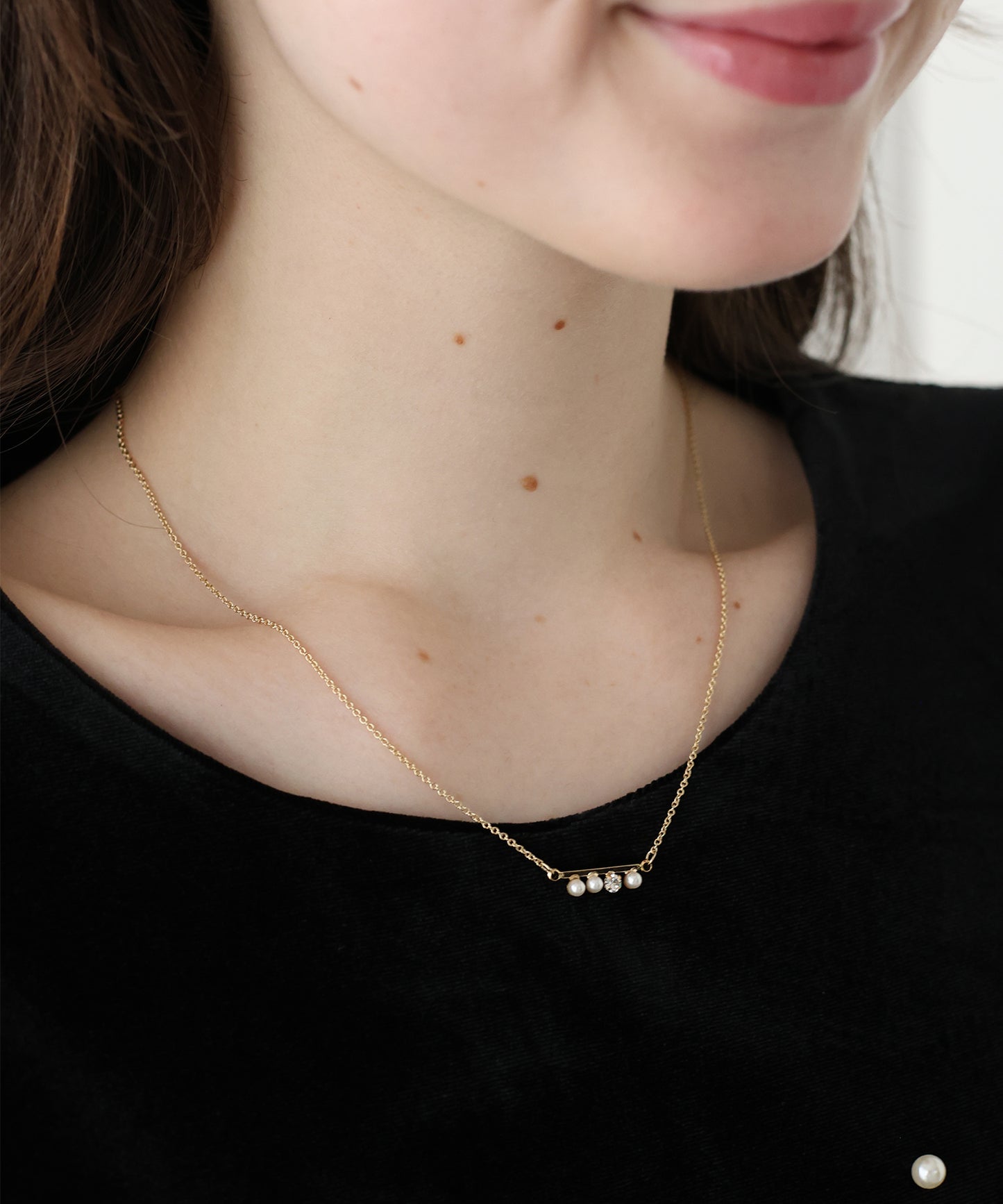 【早割5％OFF】パールビジューバーネックレス / ニッケルフリー【ネコポス】