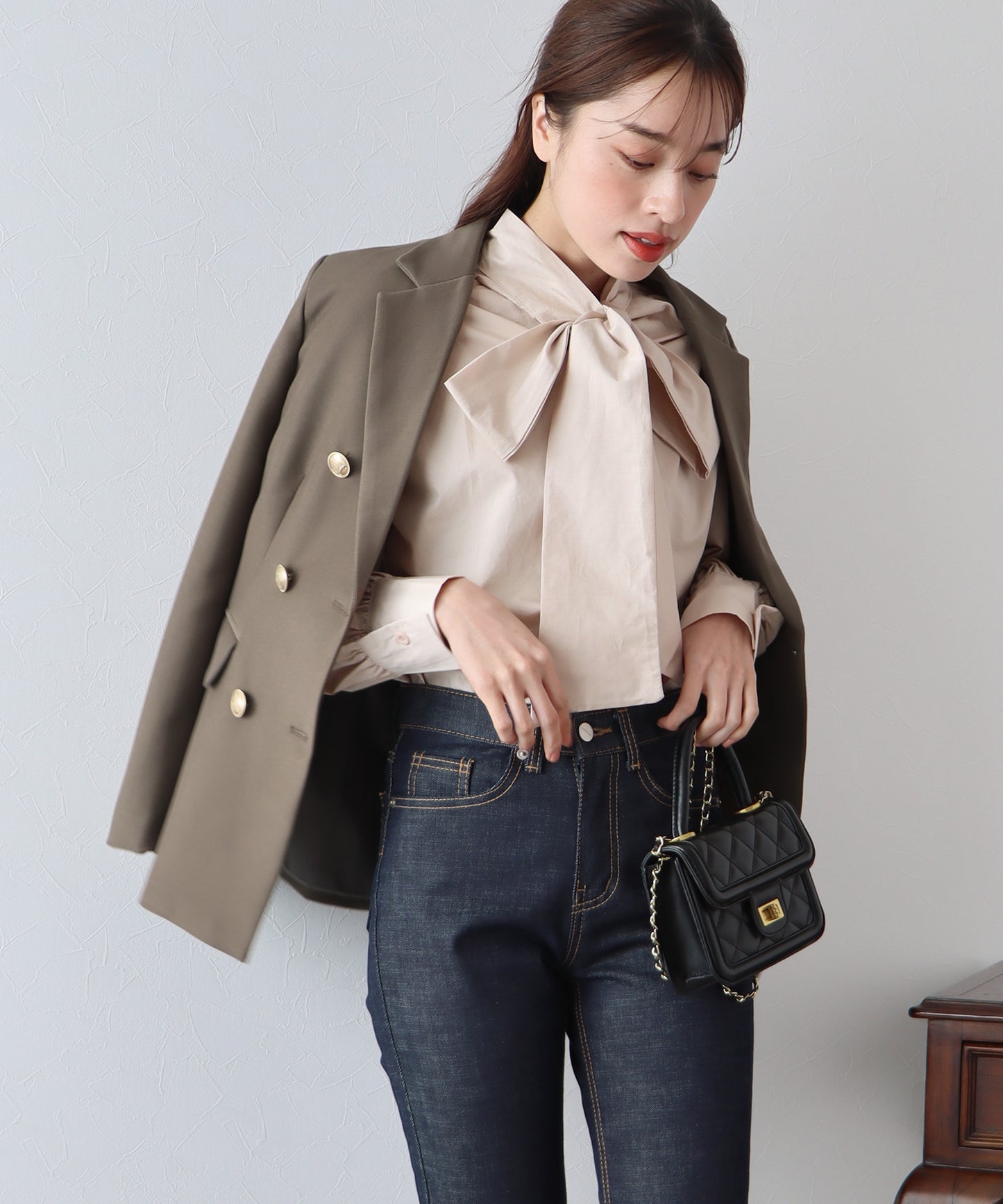 【ウォッシャブル】金ボタンダブルジャケット