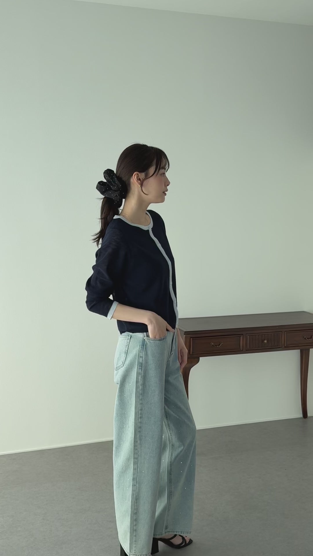 Sono ブルー バックハイブリッドシアーニットカーディガン サマーカーディガン AZUL BY MOUSSY | シアーニットカーディガン (カーディガン ) |SHEL