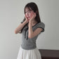 【SALE】バイカラーリボンカットソー【メール便】