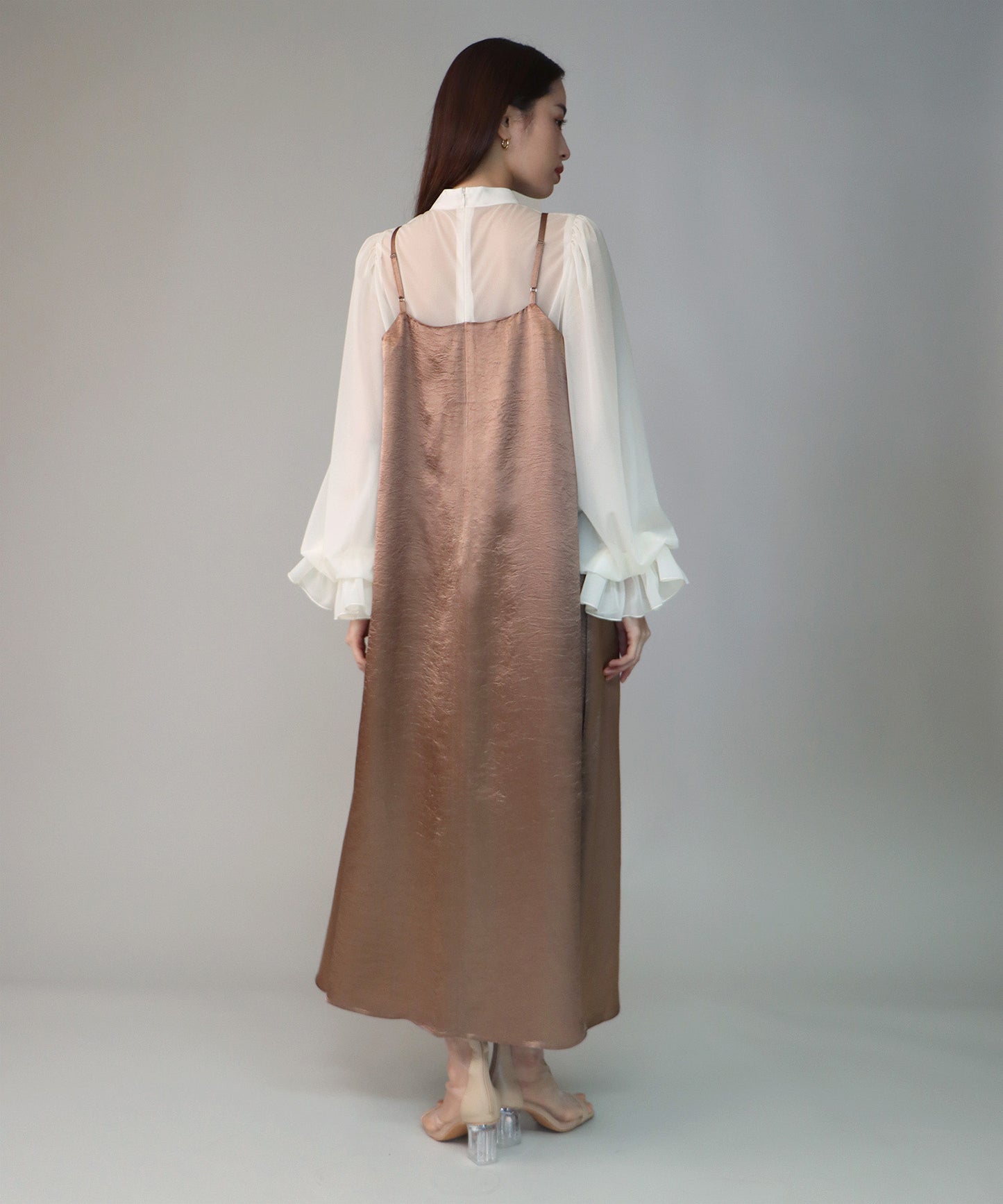일본제 배색 시스루 도킹 캐미 원피스 드레스