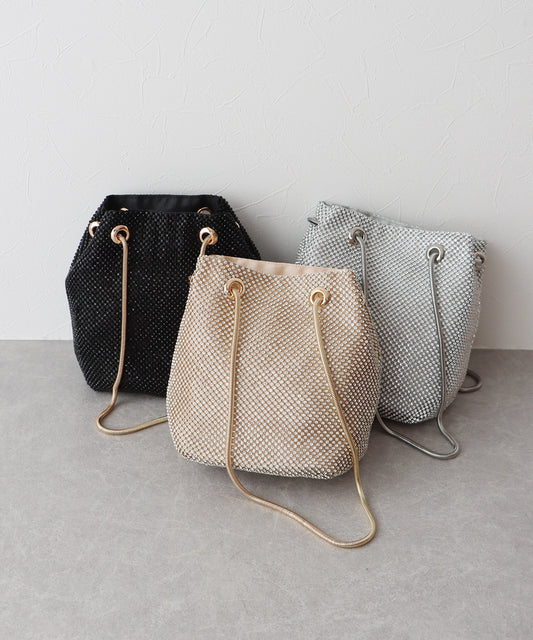 【TIME SALE】ラインストーン2way巾着パーティーバッグ