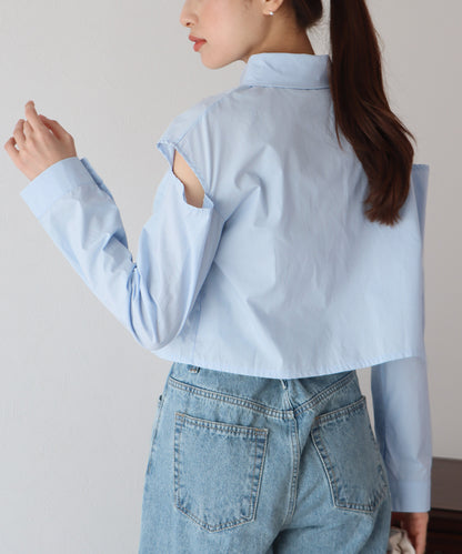 【SALE】ショート丈肩開きデザインシャツ【ネコポス】